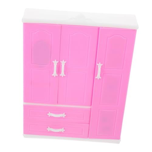 ifundom Mini Princess Garderobe Schrank Für Puppe Puppenhaus-nachttische Puppenhaus Kleiderschrank Zubehör Für Feengärten Mini-kleiderschrank Puppenmöbel Mini-puppenhausmöbel Rosa Plastik von ifundom