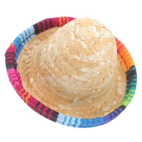 ifundom Mini Strohhut Klein Leicht Kompakt Strapazierfähiger Geflochtener Miniaturhut für Puppen Weinflaschen Deko und Party Attraktives Accessoire für Outdoor Feiern Vielseitig und von ifundom