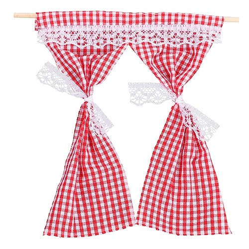 ifundom Vorhänge Für Puppenhaus Mini Modell Spitzenvorhänge Spielzeug Rot Farbe Miniatur Wohndekor Accessoire von ifundom