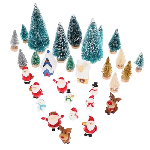 ifundom Weihnachten Dekoration Weihnachtsdeko Set Mini Weihnachtsbaum Set Mit Miniatur Figuren Für Puppenhaus Dekoration Weihnachtsdeko Für Mini Garten Bastelideen Und Festliche Anlässe von ifundom
