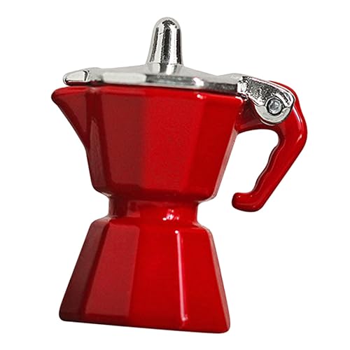 ifundom Mini-kaffeemaschine Spielzeugkaffeemaschinen Miniatur Espresso Kessel Hersteller Puppenhaus Küchenkaffee Herd Wasserkocher Bausatz Kaffeemühle Backen Legierung Rot von ifundom