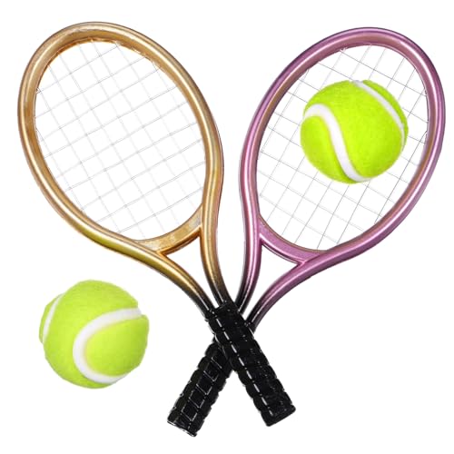ifundom Mini-tennisschläger-Modell-Set Spielzeug-Tennis-Set Miniatur-tennisschläger und Bälle Dekoratives Mini-Ornament Zufällige Farbe von ifundom