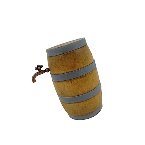 ifundom Miniatur-Fassfiguren Miniaturen klein Miniatur-Szenenmodell Zubehör Miniaturpuppenhaus Bier Eimer Requisiten Wasserhahn Mikro Miniatur-Barmodell Mini-Weinfass Hölzern von ifundom
