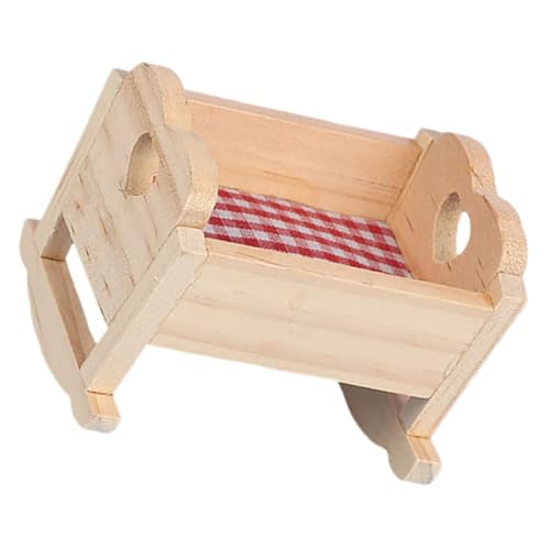 ifundom Miniatur Puppenbett aus Holz Realistisches Puppenhausmöbel für Kreative Spielstunden Kompakt und Sicher zur Dekoration von Puppenhäusern von ifundom