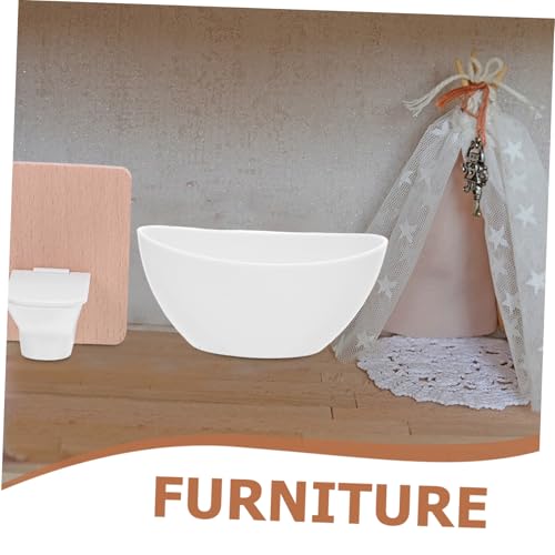 ifundom Miniatur Puppenhaus Badezimmer Set Teilig Toilette Badewanne Duschkopf Holz Kunststoff Realistische Möbel für Puppenhaus Zubehör DIY Basteln Fotografie von ifundom