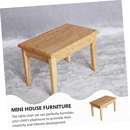 ifundom Miniatur Puppenhaus Möbel Set Teiliges Holz Sitzgarnitur mit Tisch und Stühlen Naturbelassenes Umweltfreundliches für Spielhäuser und DIY Puppenmöbel von ifundom