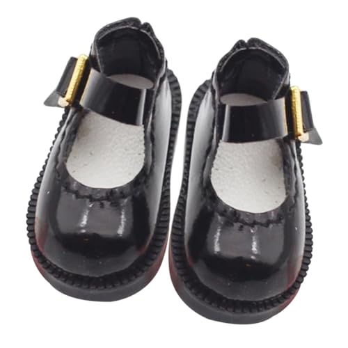 ifundom Miniatur Puppenschuhe Baumwolle DIY Puppen Kostüm Zubehör Strapazierfähige Modische Schuhe für Kleine Bjd Puppen Schwarzer Einzelschnallen Schuh von ifundom