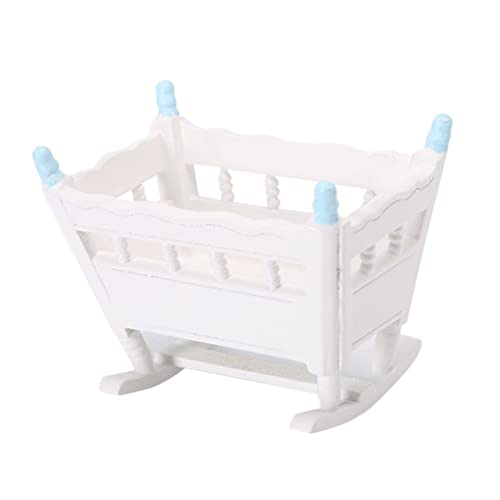 ifundom Miniatur Puppenwiege Für Puppenhaus Blaue Mini Wiege Als Puppenzubehör Für Kreative Spielwelten Dekoration Für Puppen Und Miniatur Szenen Für Puppenliebhaber von ifundom