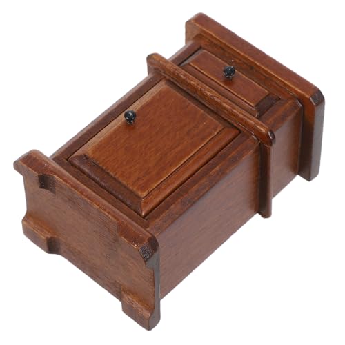 ifundom Miniatur Schlafzimmermöbel Vintage Nachttisch aus Massivem Holz Kleiner Beistelltisch Seitenschrank für Puppenhaus Schlafzimmer-Dekoration Kompakter Nachttisch für Miniaturzimmer von ifundom