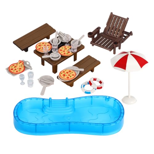 ifundom 2 Sets Miniatur Puppenhaus Zubehör Pool Strand Stuhl Set Modell Für Puppenhaus Spielhaus von ifundom