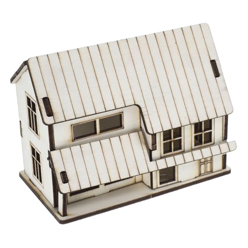 ifundom Miniaturhaus 3D-Puzzle- Modell Eines Spielzeughauses Tischhausfiguren Hausmontagemodell DIY Mini House Weihnachtsdorf-Statue Modellhaus Bausatz Selber Machen Beige Holz von ifundom