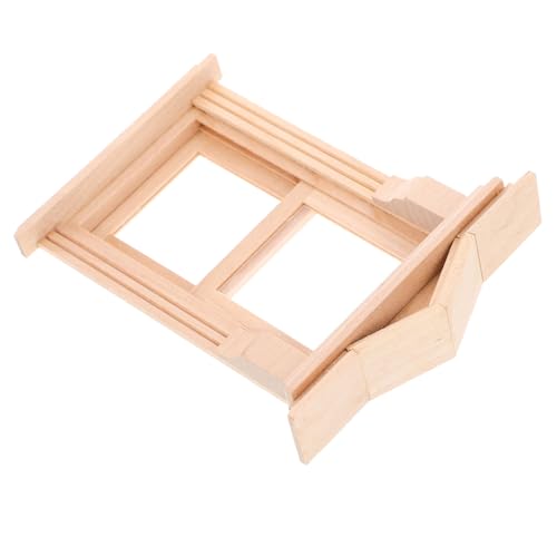 ifundom Miniaturtüren und -Fenster Mini-Hausfenster Miniatur-Puppenhauszubehör Miniatur-Fensterrahmen winziger Fensterrahmen Rollenspielzubehör Simulationshausfenster Puppenmöbel hölzern von ifundom