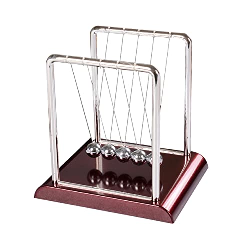 ifundom Newton Ball mit Quadratischem Muster Mittlere Roter Sockel Dekoratives Schreibtischornament Physikalisches Lehrspielzeug für Büro und Zuhause von ifundom