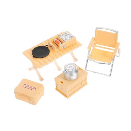 ifundom Outdoor Camping Spielset Miniatur Picknick Zubehör Leicht Tragbar Authentisch Für Imaginatives Familie Gelb von ifundom