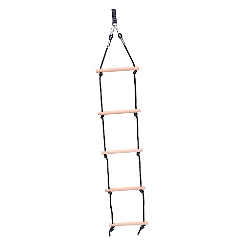 ifundom Outdoor-Kletterleiter aus Holz Outdoor draußen kletterwände für Klettergerüst springen schaukel strickleiter Kinderspielzeugleiter Black von ifundom