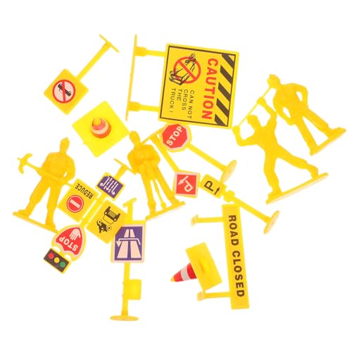 ifundom Pakete Mini Verkehrsleitkegel und Straßenschilder Realistisches Straßenbauszenen Modell Pädagogisches Verkehrszeichen für Tragbar Robust Fördert Soziales Lernen von ifundom
