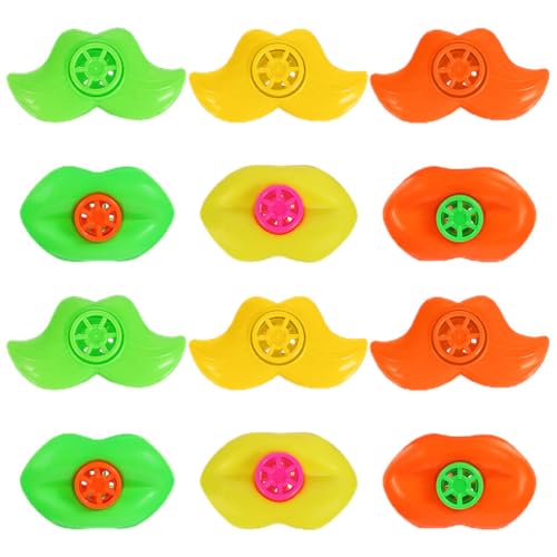 ifundom Pfeifen für Lippen und Schnurrbart für Kinder – 12 Stück (6 Lippen + 6 Schnurrbart) – verschiedene Farben – Spielzeug für Partys, Gastgeschenke, Spaß mit Kunststoffgeräuschen von ifundom