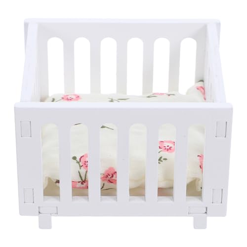 ifundom Puppenbett-Set aus Holz: Puppenbett-Spielzeug mit Bettzeug – 1:12 Mini-Bett für Spielhäuser, Veranstaltungen und Urlaubsdekoration von ifundom