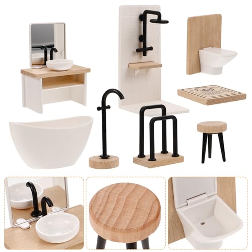 ifundom Puppenhaus-landschaftsdekor Miniatur-badezimmerset Badewanne Toilette Und Dusche Für Puppenhäuser Im Maßstab 112 von ifundom