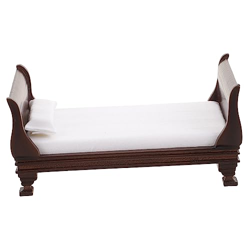ifundom Puppenhaus Mini-einzelbett Mini-möbelmodell Miniatur-einzelbett Kleines Einzelbett Aus Holz Winziges Einzelbett Kleines Einzelbettmodell Winzige Einzelbettmöbel Stoff von ifundom
