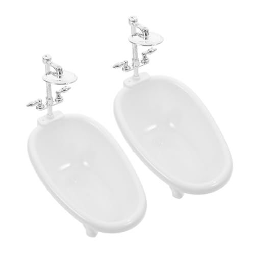 ifundom 2-teiliges Miniatur-badewannen-Set Für Puppenhaus Realistische Babybadewanne Mit Seifenschale Zum Spielen Mit Puppen Und Als Dekoration von ifundom