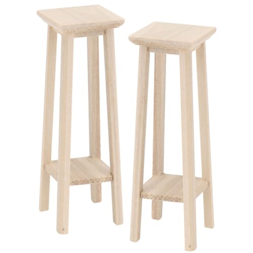 ifundom Puppenhaus-Miniatur-Barhocker 2 Stück Mini-Blumentopfständer Blumenständer Miniaturen Mini-Aufbewahrungshocker Dekoratives Mini- -Accessoire von ifundom
