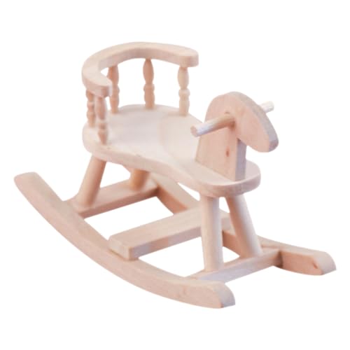 ifundom Puppenhaus Miniatur Schaukelpferd Stuhl Holzzubehör Hahnpferd Puppenhaus Möbel Dekoration Modell Babyzimmer von ifundom