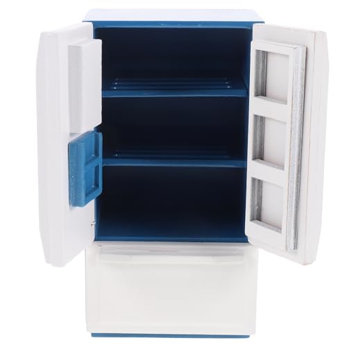 ifundom Puppenhaus Miniaturen Kühlschrank Blau Mini Kühlschrank Holz Puppenhaus Miniatur von ifundom