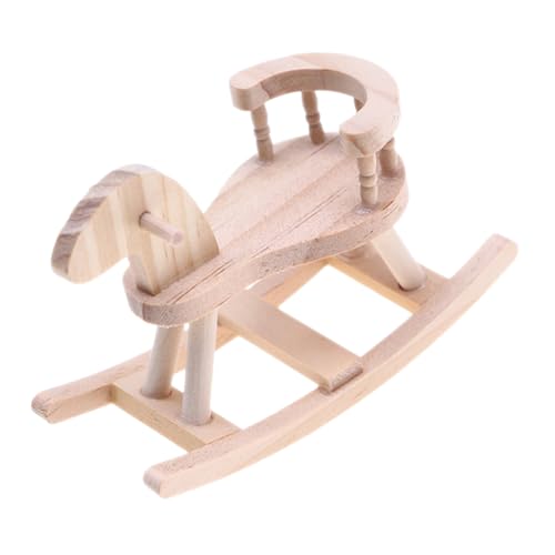 ifundom Puppenhaus-Modell Holzstuhl Im Maßstab 1:12 Miniatur-puppenhausmöbel Schaukelstuhl Aus Holz Mit Pferd Tischtelefonhalter Puppenhauszubehör Eierstuhl Hölzern Babystuhl Schreibtisch von ifundom