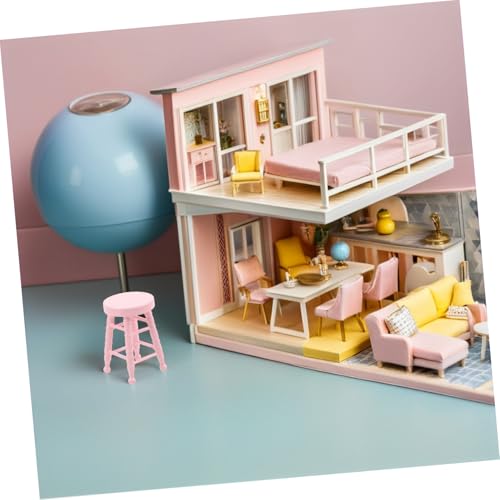 ifundom Holzhocker Miniatur Für Puppenhaus Runde Design-beistühle Naturholzfinish Möbel-Ornament Bastelmaterial Für Microworlds Puppenmöbel von ifundom
