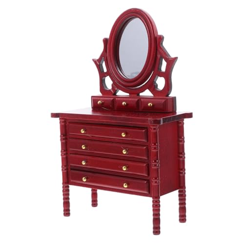 ifundom Puppenhaus Möbel aus Holz Vintage Rotes Holz Praktische Aufbewahrung Stabiles Design für Puppenhaus Wohnzimmer und Schlafzimmer von ifundom