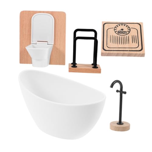 ifundom Puppenhaus Badezimmer Zubehör Set 5 Stücke Miniatur Möbel Für Spielset Weiß Dusche Spielzeug von ifundom