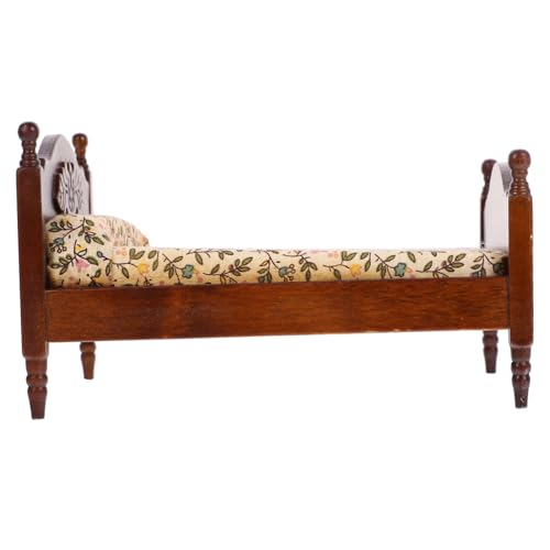 ifundom Puppenhaus-möbel, Doppelbett, Mini-Bett Im Europäischen Stil, Puppenhaus-zubehör ifundom Puppenhaus-möbel, Doppelbett, Mini-Bett Im Europäischen Stil, Puppenhaus-zubehör von ifundom