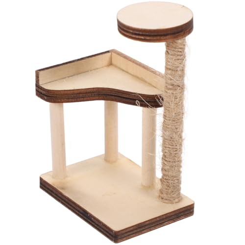 ifundom Miniatur-Katzenkratzbaum aus Holz, Katzenkratzbaum für Puppenhausmöbel im Maßstab 1:12, Zubehör von ifundom