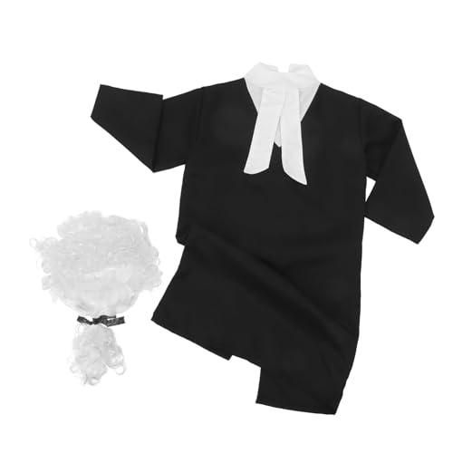 ifundom Richter Kostüm Unisex mit Robe und Perücke Bequemes Hautfreundliches Anwaltskostüm für Jungen und Mädchen Schnelles An Ausziehen für Halloween Schulaufführungen und Themenpartys von ifundom