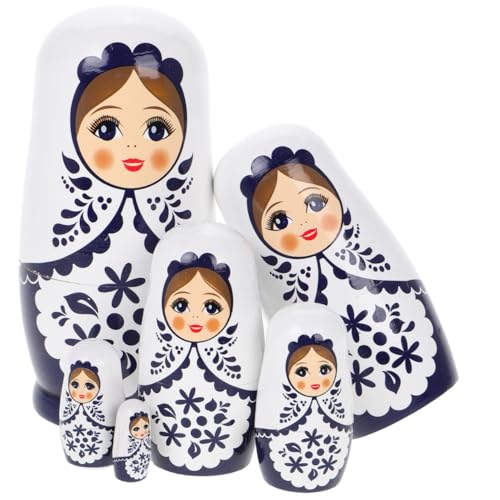ifundom Russische Puppen aus Holz, handgefertigt, 6 Stück, für Geburtstag, Weihnachten, Halloween, Heimdekoration, Wunschgeschenk ifundom Russische Puppen aus Holz, handgefertigt, 6 Stück, für Geburtstag, Weihnachten, Halloween, Heimdekoration, Wunschgeschenk von ifundom