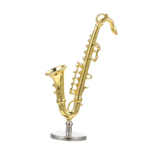 ifundom Saxophon-Modell Mini-musikinstrumentenmodell Saxophonständer Möbelzubehör Selber Machen Miniatur-musikinstrumente Spielzeug-Saxophon Kleinkind Haushalt Dekoratives Rohr Legierung von ifundom
