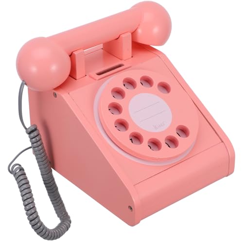 ifundom Simulations-Plattenspieler-Telefon Kinderspielzeug Simuliertes Telefon Aus Holz Spielhausversorgung Interaktionsspielzeug Telefon Foto Requisiten Rosa Hölzern von ifundom