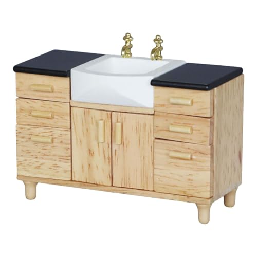 ifundom Hochwertiger Miniaturwaschtisch Im Maßstab 112 Waschtischmodell Aus Holz Ideal Für Minihausdekorationen Und Fotoshootings von ifundom