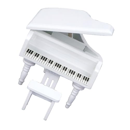 ifundom Simuliertes Klavier Mini-flügel Klaviermodellbausatz Mini- Kinderklavier Mini-Piano-Modell Miniatur-Piano Mini-klavierdekoration Ornamente Ob11 Klein Weiß Hölzern Musikbox von ifundom