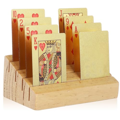 ifundom Spielkartenhalter Deckständer Rillendesign Holzhalter Regale Tablett Für Erwachsene Senioren Kinder Zum Organisieren Von Karten Im Spiel von ifundom