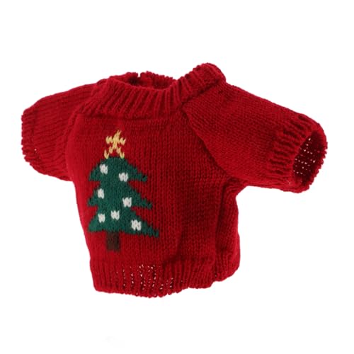 ifundom Spielzeugbär-Pullover Bärenpuppenpullover Stofftierkleidung Baumwolle Kleidung Für Stofftiere Winzig Zarte Puppenkleidung Karikatur Puppe Gestrickte Kleidung Sachen Plüsch Garn Rot von ifundom