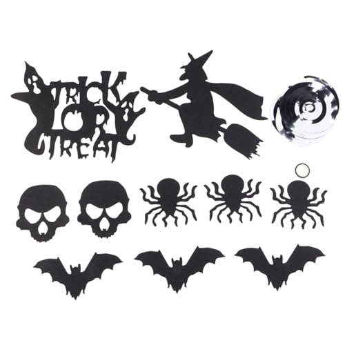 ifundom Spinnenschädel Fledermaus Hexenspirale Hängendes Halloween Luftschlangen Partyzubehör Halloween Dekorationen Hexen Partywirbel Schwarz von ifundom