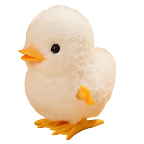 ifundom Springendes Huhn Springendes Tier Uhrwerk Für Ostern Aufziehküken Spielzeug Liebenswert Tierspielzeug Wird Aufgezogen Süße Spielzeuge Für Kinder 3D Behaart Hühnerpuppe Weiß Plüsch von ifundom