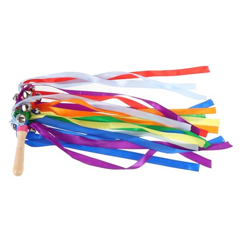ifundom Regenbogen Tanzbänder Mit Glocken Rhythmisches Gymnastikband Für Holzgriff Langlebige Seidenbänder Für Kreative Tanzaufführungen Im Freien von ifundom