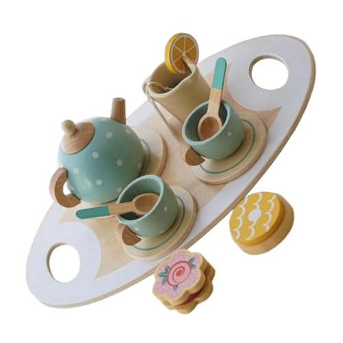 ifundom Tea Set for Kids Tee Set Für Teeservice Für Ädchen Nachmittags Tee Party Set Rollenspielzeug Mit Dessert Und Eiscreme Ideal Für Kreatives Und Rollenspiele Küchenzubehör Kinder Holz von ifundom