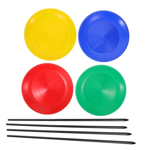 ifundom Teiliges Jonglier Set mit Plastik Drehtellern und Sticks Stabiles Zirkus Trainingstool für Anfänger Leichtes Party und Performance Rot Blau Gelb Grün von ifundom