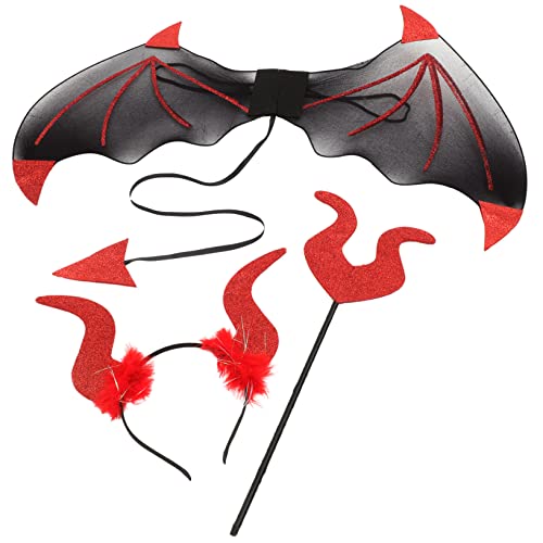ifundom Teufel Kostüm Set mit Hörnern Flügeln und Stab Kreatives Devil Cosplay Zubehör für Halloween Karneval Kostümparty und Teufel Mottoparty Auffälliges Rotes Set für Damen und Herren ifundom Teufel Kostüm Set mit Hörnern Flügeln und Stab Kreatives Devil Cosplay Zubehör für Halloween Karneval Kostümparty und Teufel Mottoparty Auffälliges Rotes Set für Damen und Herren von ifundom