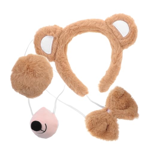 ifundom Tierkostüm Bär mit Ohr Stirnband und Schleife Kuscheliges Cosplay Zubehör für Karneval Halloween Kostümfest Erwachsene von ifundom
