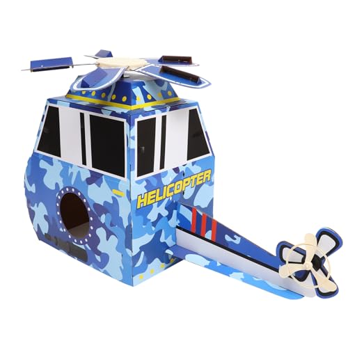 ifundom Tragbares Karton-Helikopter-Karton-Kostüm Für Kinder Flugzeug Pappe Lustige Lernaktivitäten Flugzeug Flugzeug Spielhaus Geburtstagsparty Cosplay von ifundom